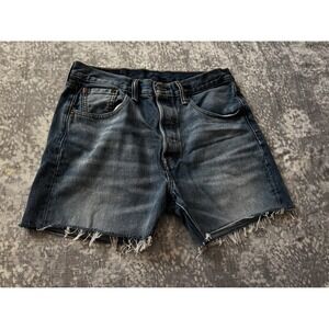 Levi Strauss Co Mens 501 Cutoff Denim Jean Shorts W30 Distressed Frayed Hem